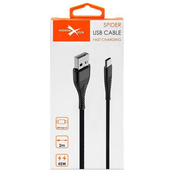 Braided cable eXtreme® Spider USB - USB type-C 2 m - black