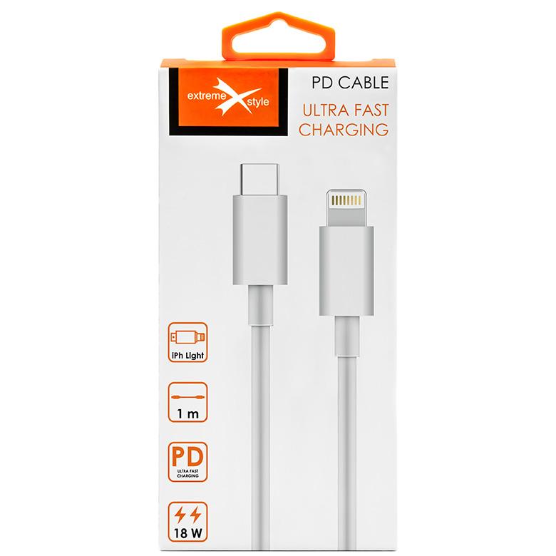Cable Power Delivery USB type-C - Lightning - eXtreme® - 1 m - white
