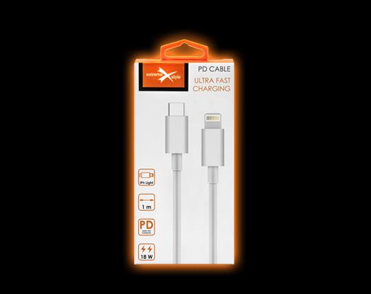 Cable Power Delivery USB type-C - Lightning - eXtreme® - 1 m - white
