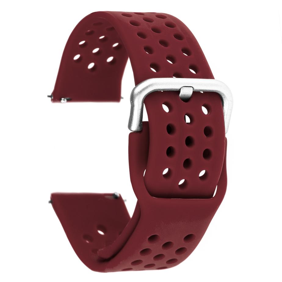 Pasek silikonowy S08 - bordowy - 22 mm