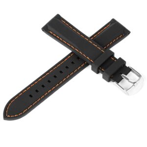 Pasek silikonowy Z02 - czarny - pomarańczowa nić - 20 mm