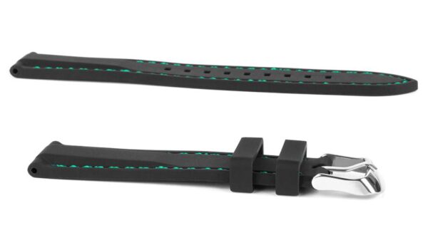 Pasek silikonowy Z02 - czarny - zielona nić - 22 mm