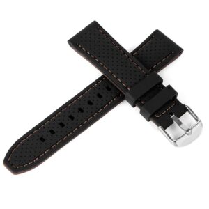 Pasek silikonowy Z03 - czarno-brązowy - 22 mm