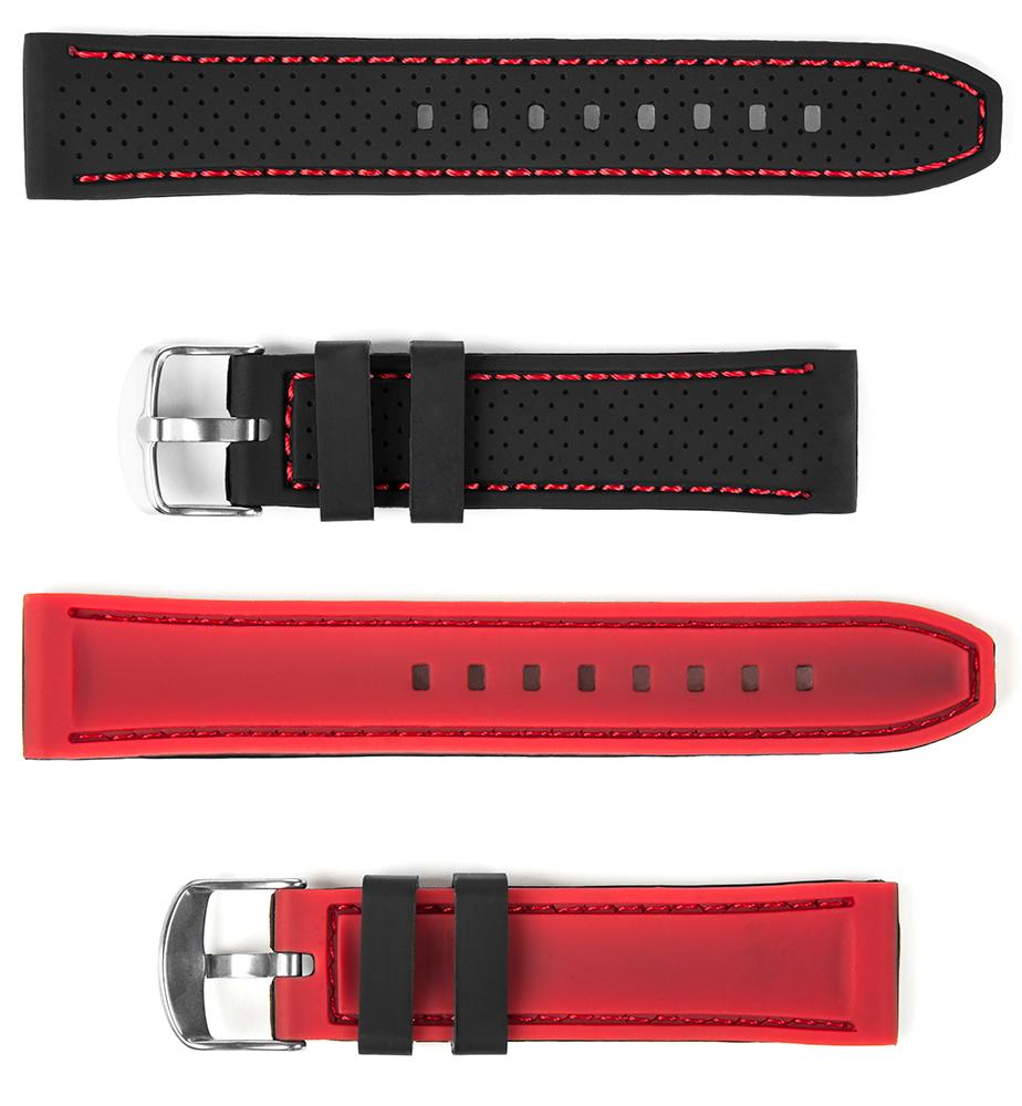 Pasek silikonowy Z03 - czarno-czerwony - 22 mm