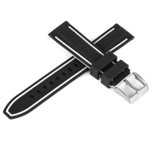 Pasek silikonowy Z04 - czarno-biały - 22 mm
