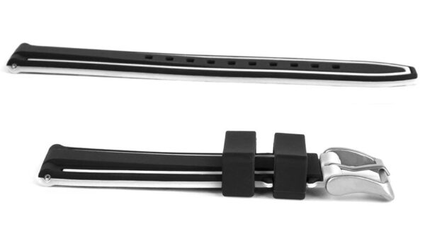 Pasek silikonowy Z04 - czarno-biały - 22 mm