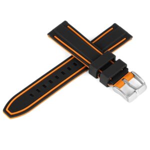Pasek silikonowy Z04 - czarno-pomarańczowy - 22 mm