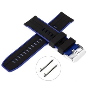 Pasek silikonowy Z06 - czarno-niebieski - 22 mm