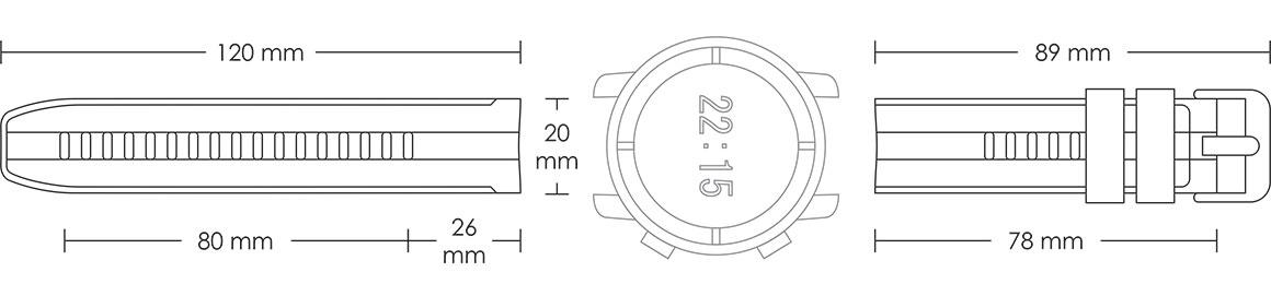 Pasek silikonowy Z08 - czarno-pomarańczowy - 20 mm