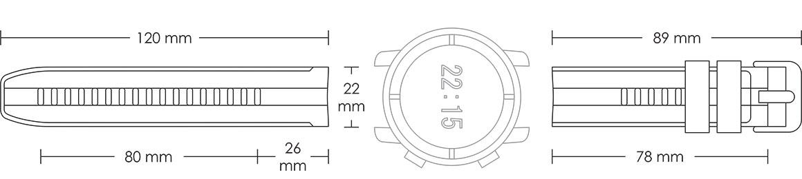 Pasek silikonowy Z08 - czarno-niebieski - 22 mm