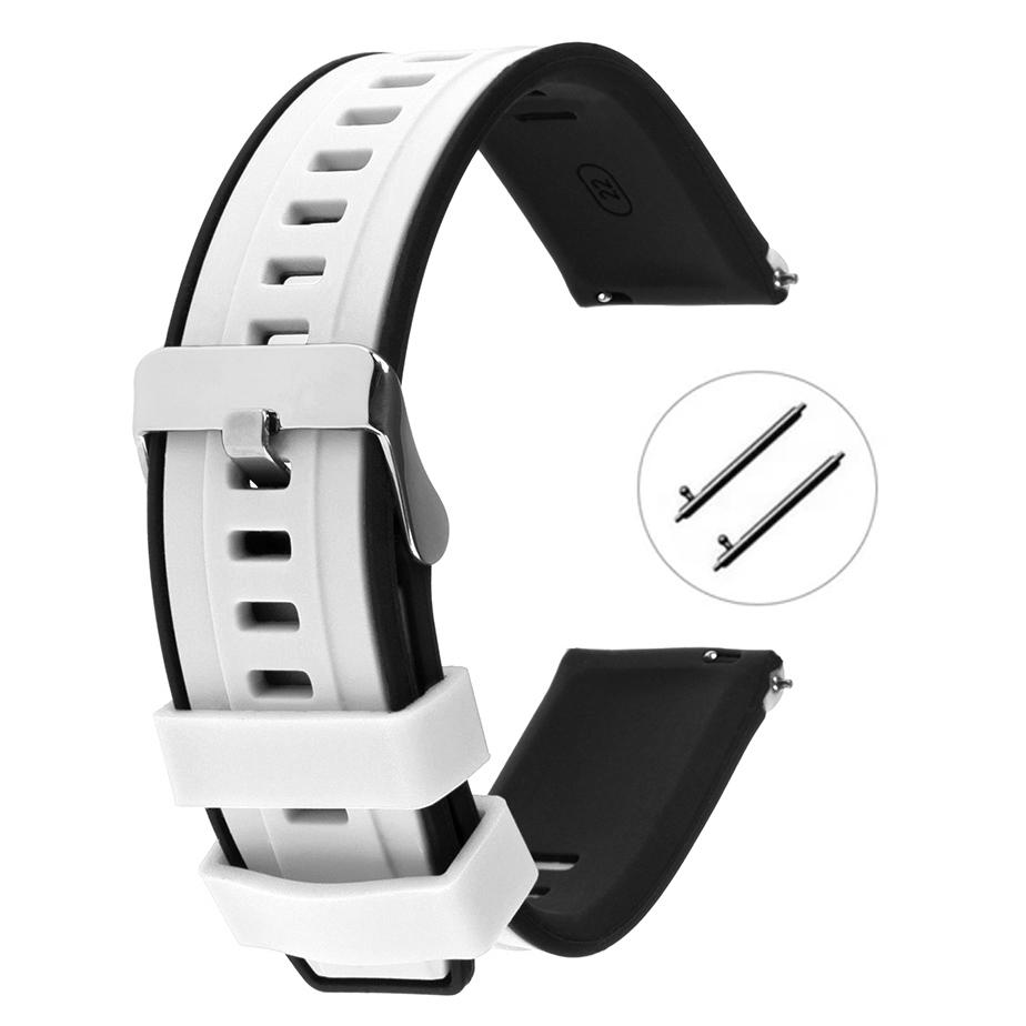 Pasek silikonowy Z08 - biało-czarny - 22 mm