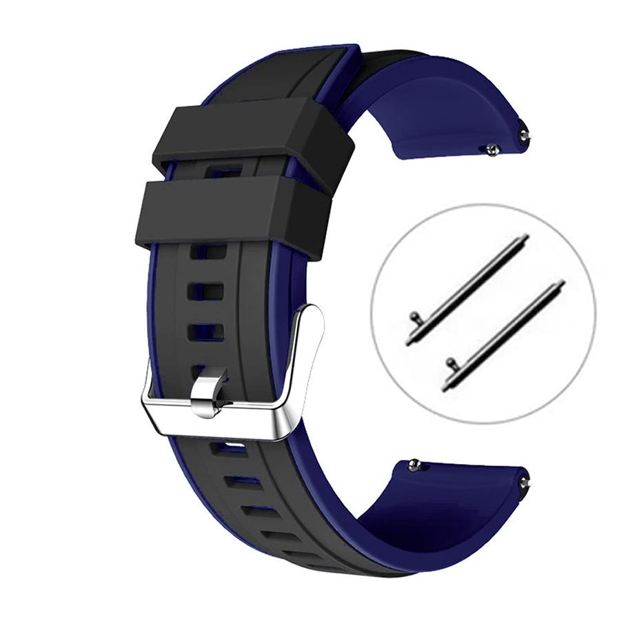 Pasek silikonowy Z08 - czarno-niebieski - 22 mm