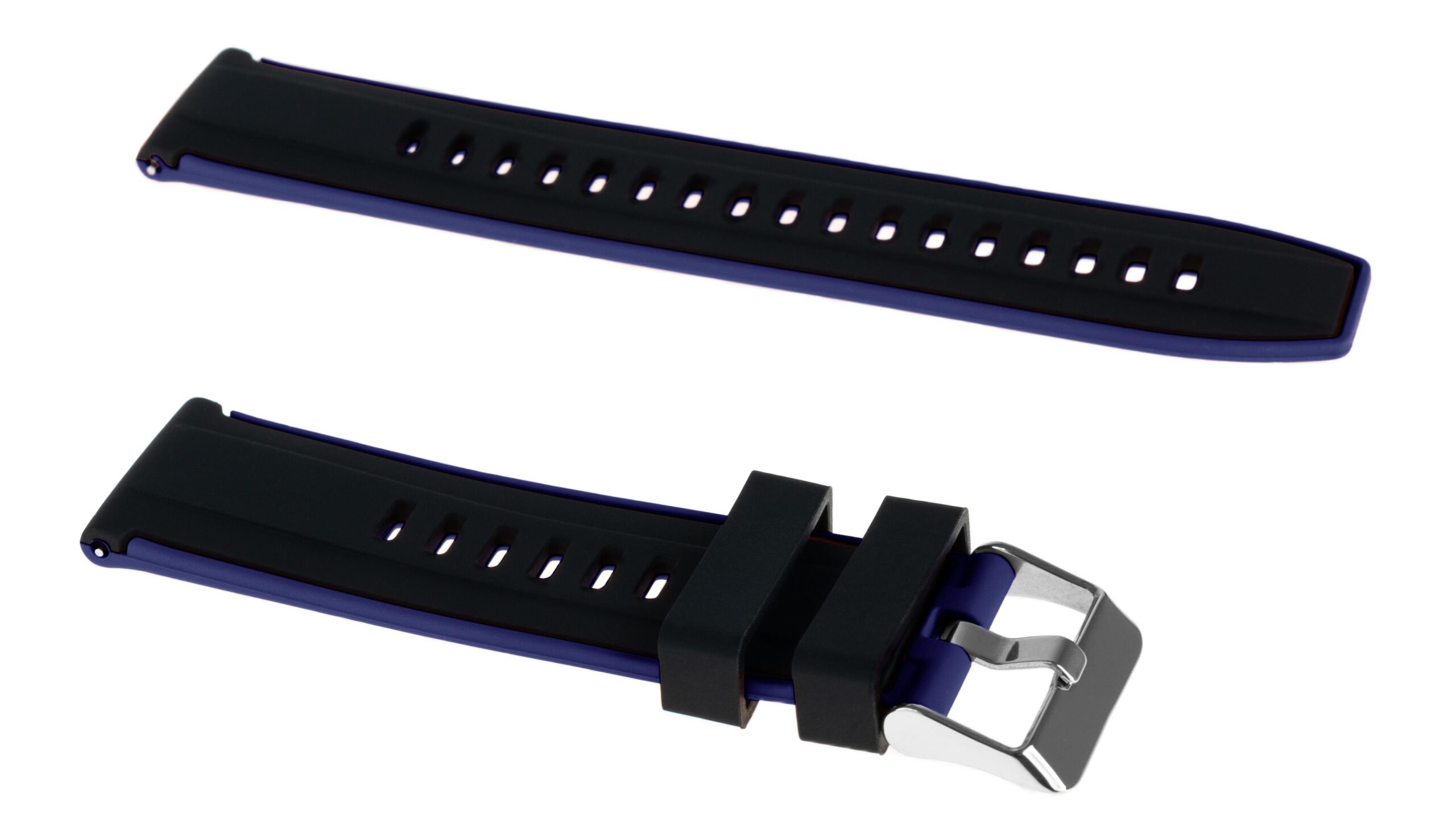 Pasek silikonowy Z08 - czarno-niebieski - 22 mm