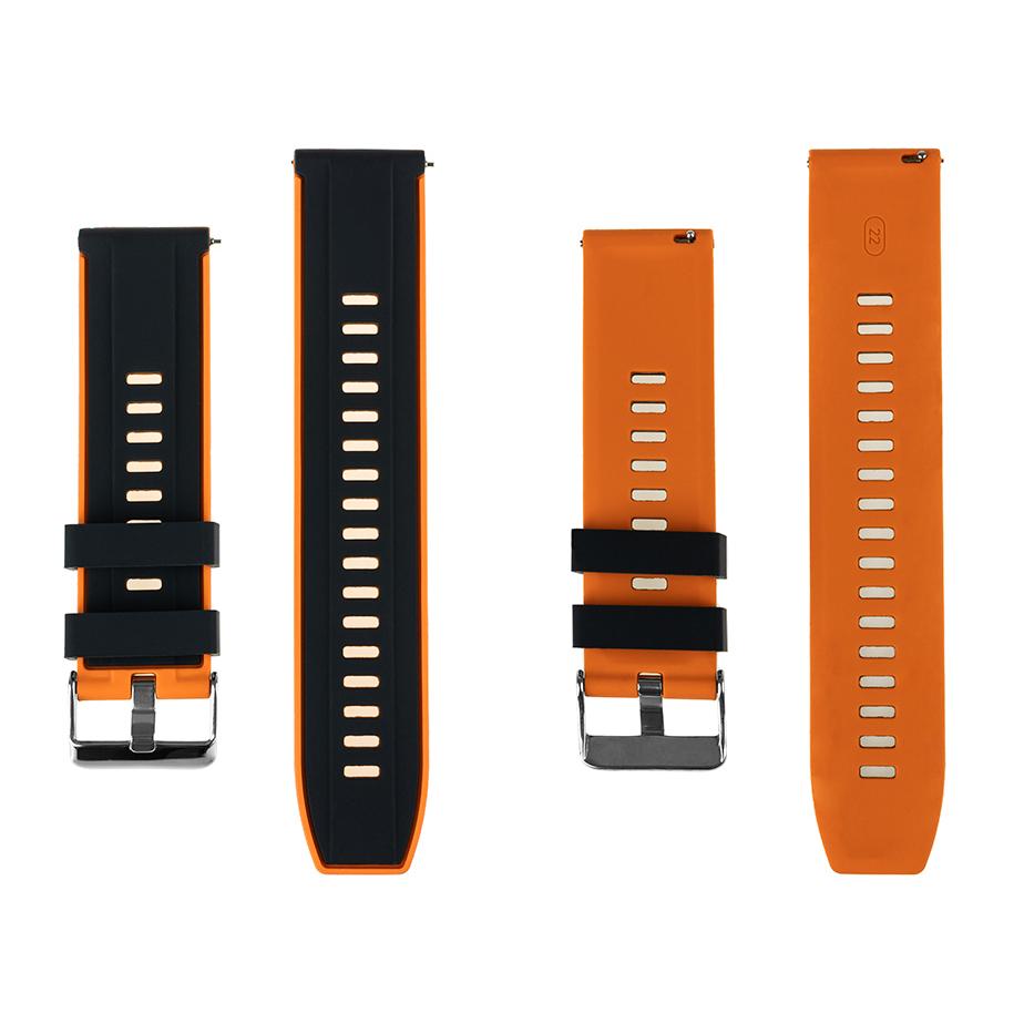 Pasek silikonowy Z08 - czarno-pomarańczowy - 20 mm