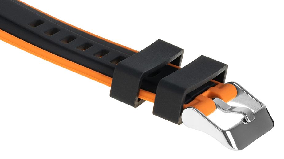 Pasek silikonowy Z08 - czarno-pomarańczowy - 20 mm