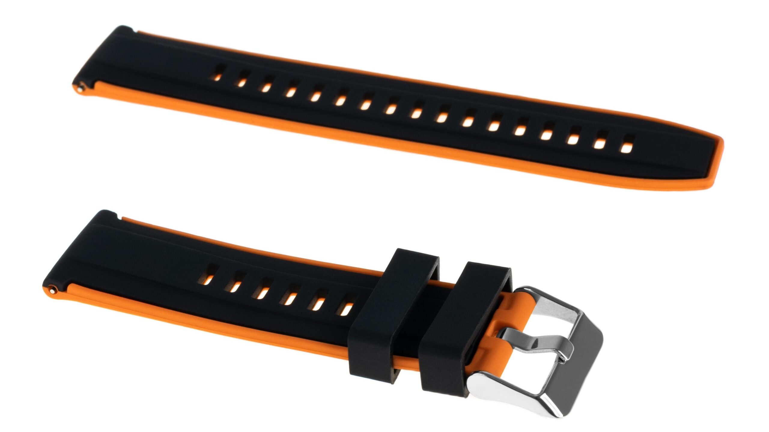 Pasek silikonowy Z08 - czarno-pomarańczowy - 20 mm