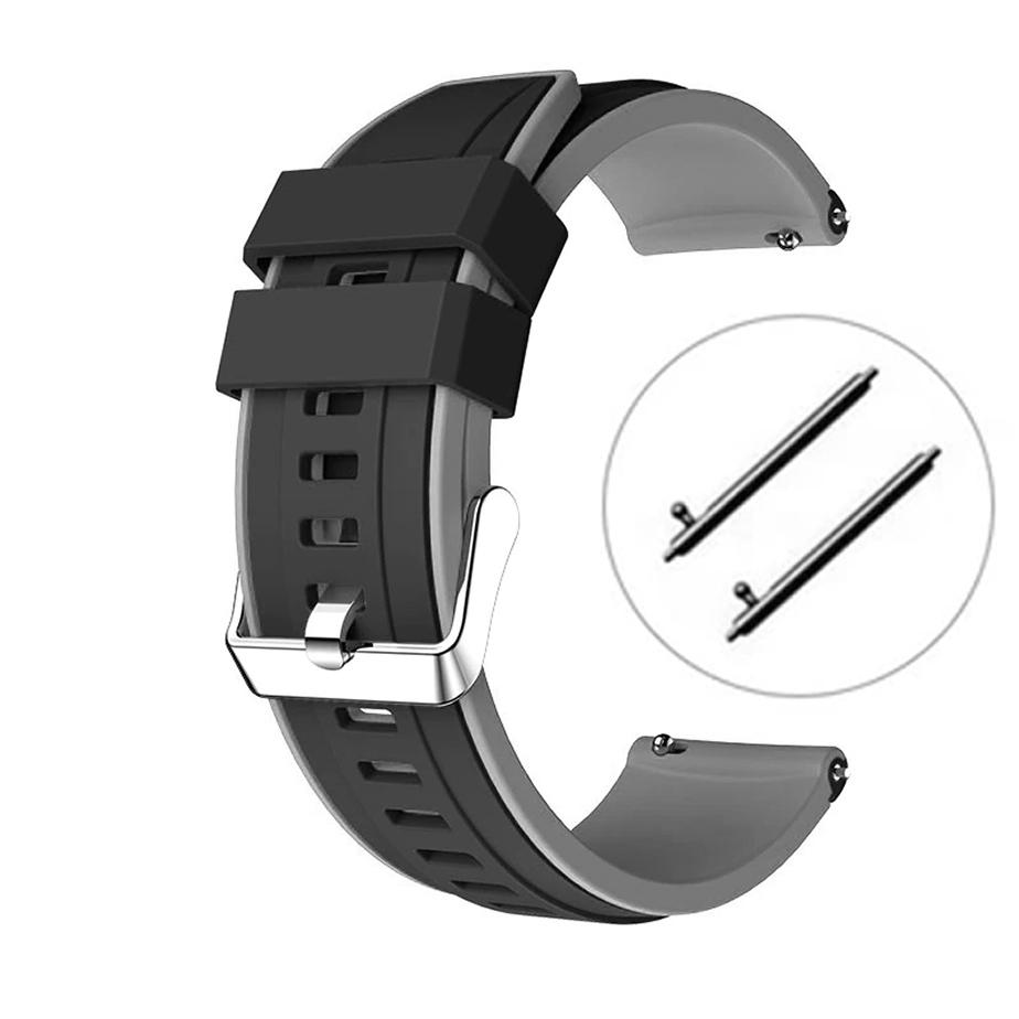 Pasek silikonowy Z08 - czarno-szary - 22 mm