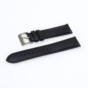 Pasek skórzany Premium A07-20XL - czarny - czarna nić - 20 mm