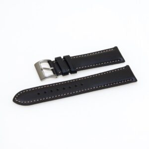 Pasek skórzany Premium A08-22XL - czarny - beżowa nić - 22 mm