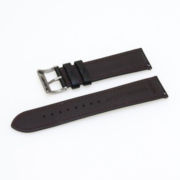 Pasek skórzany Premium A08-22XL - czarny - beżowa nić - 22 mm