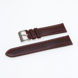 Pasek skórzany Premium A10-22XL - brązowy - beżowa nić - 22 mm