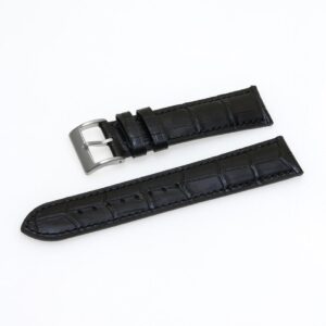 Pasek skórzany Premium A11-22XL - czarny - czarna nić - 22 mm