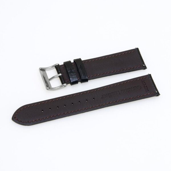 Pasek skórzany Premium A12-20XL - czarny - beżowa nić - 20 mm