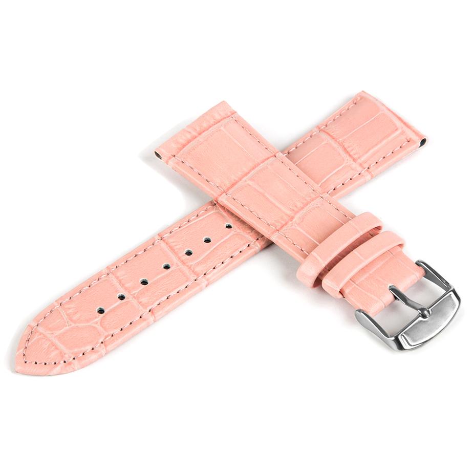 Pasek skórzany C1 - różowy - 20 mm