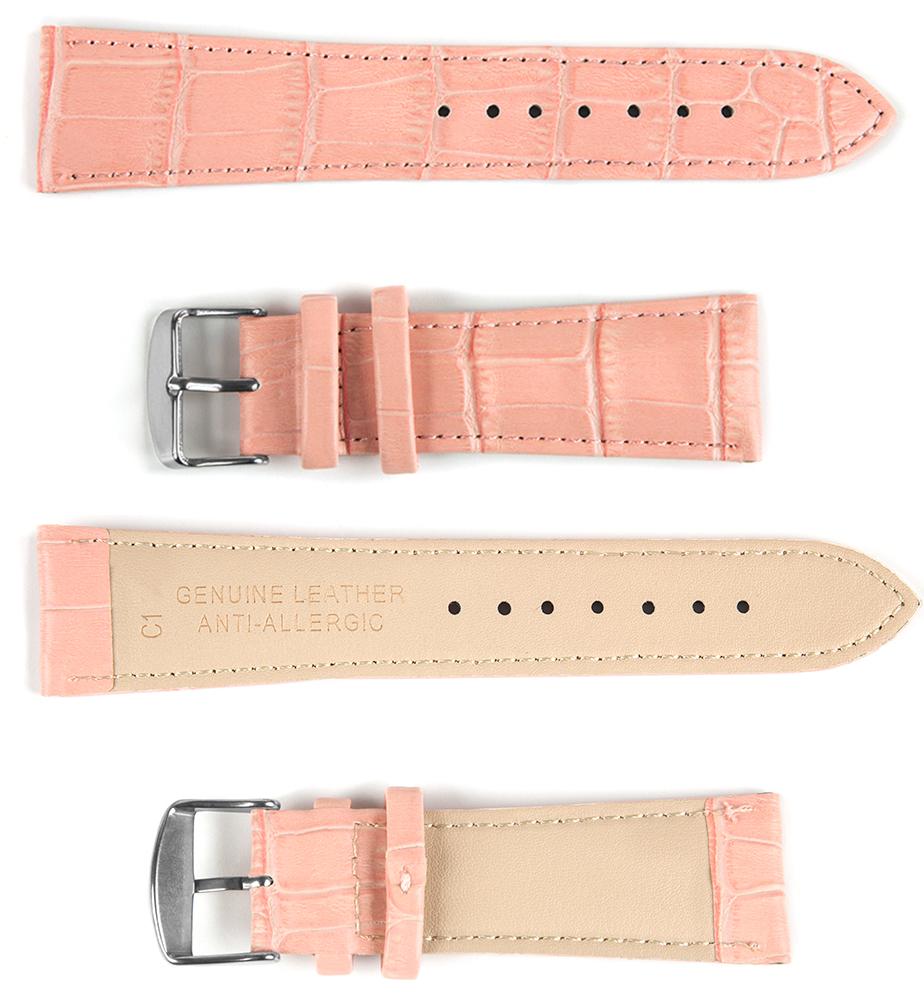 Pasek skórzany C1 - różowy - 20 mm