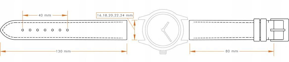 Pasek skórzany C1 XL - granatowy - 22 mm