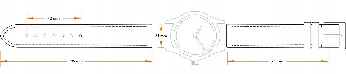Pasek skórzany C10 - czerwony - 24 mm