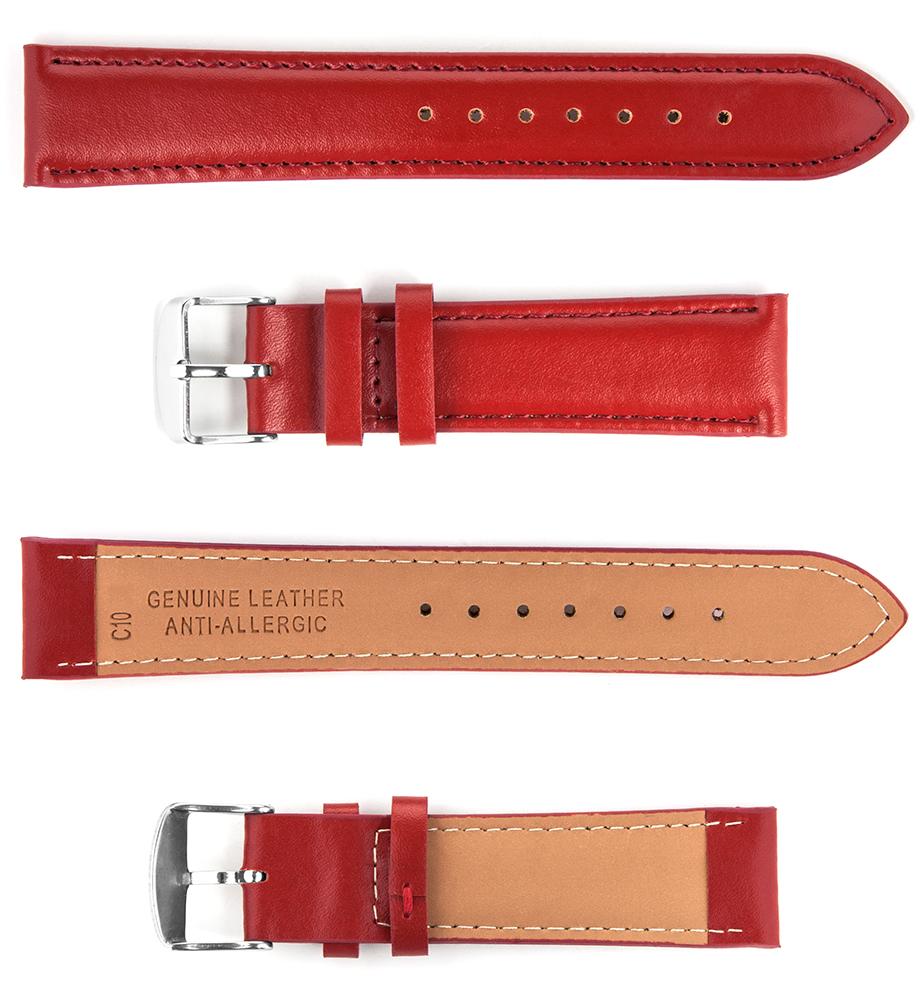 Pasek skórzany C10 - czerwony - 16 mm