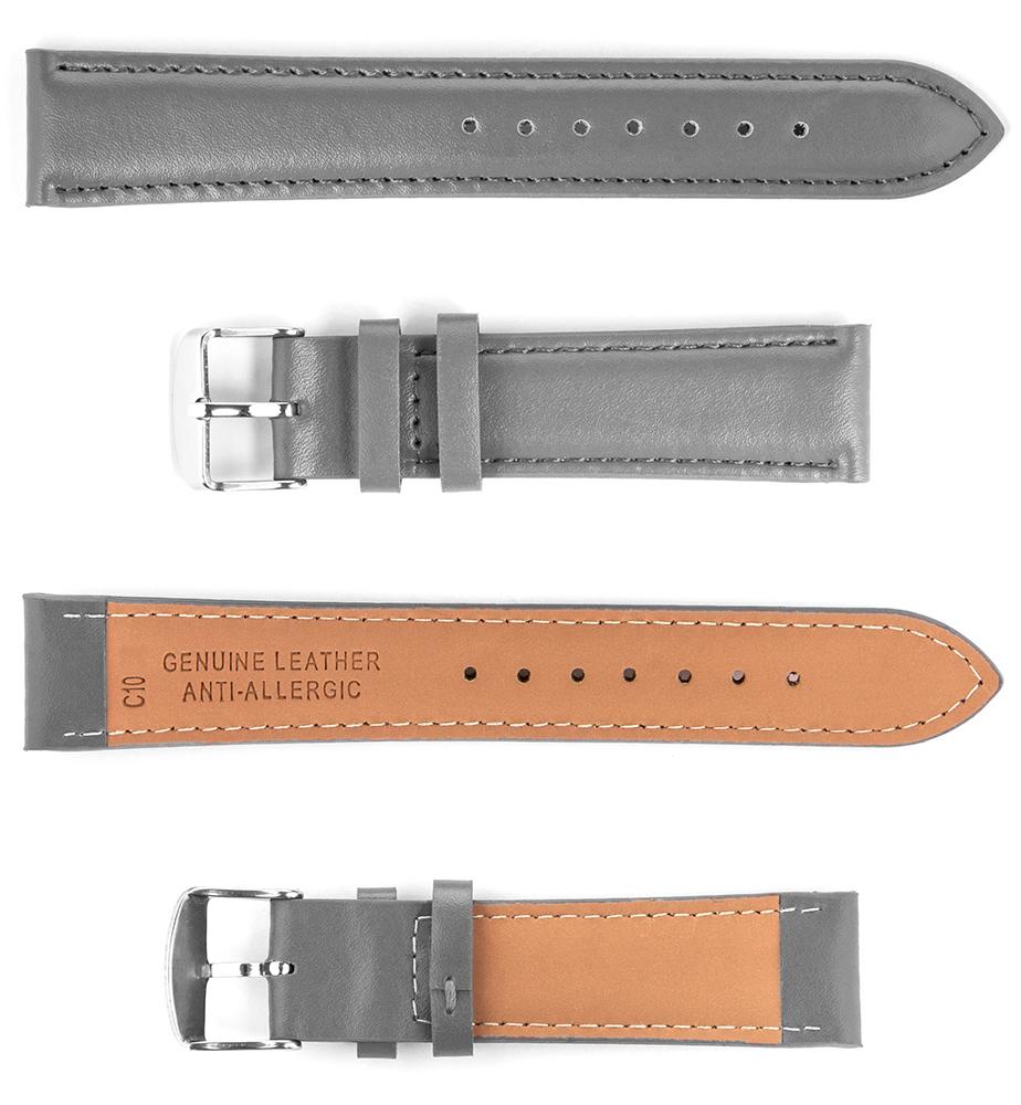 Pasek skórzany C10 - szary - 12 mm