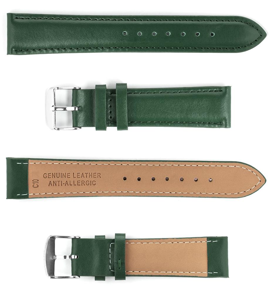 Pasek skórzany C10 - zielony - 14 mm