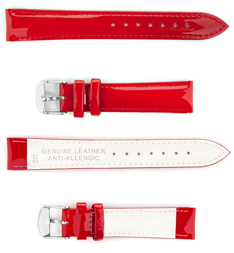 Pasek skórzany C12 - czerwony - 18 mm