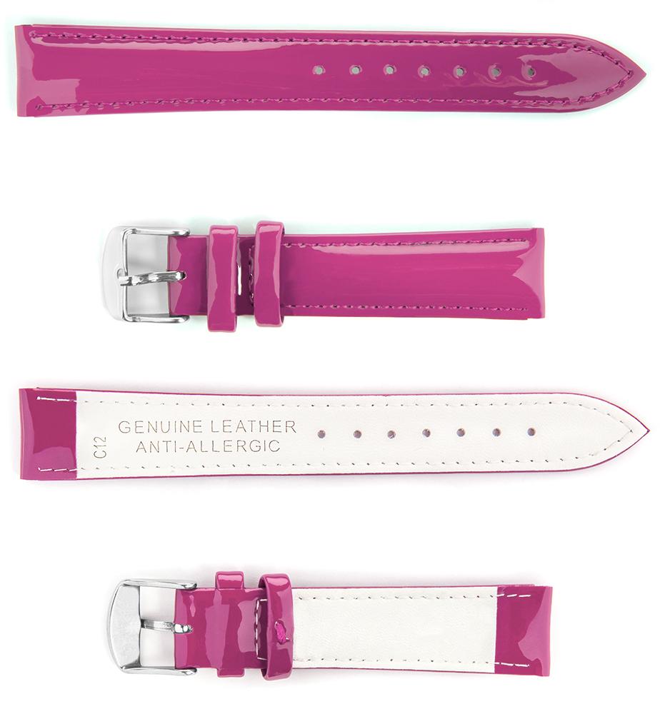 Pasek skórzany C12 - różowy - 22 mm