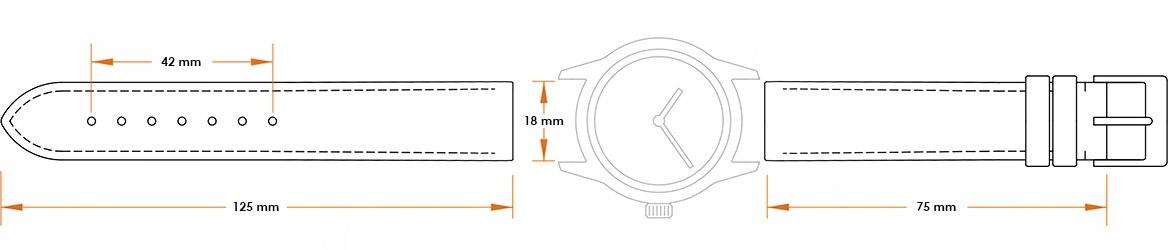 Pasek skórzany C18 - czarny - biała nić - 18 mm