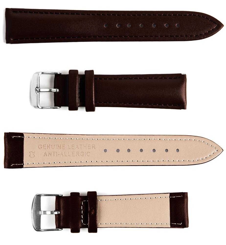 Pasek skórzany C2 - ciemny brąz - 18 mm