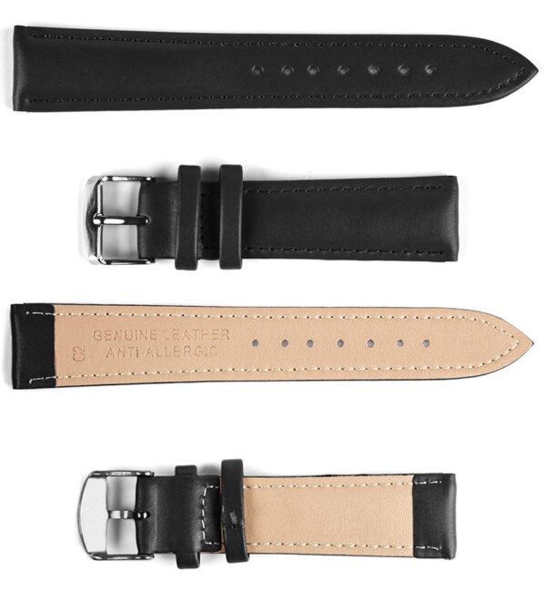 Leather strap C2 - black - 18 mm