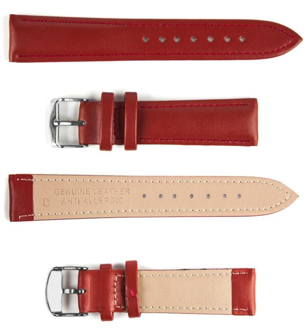 Leather strap C2 - red - 20 mm