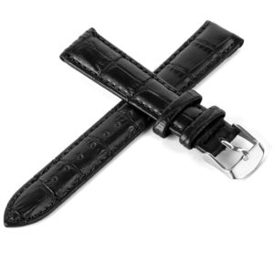 Pasek skórzany C6 - czarno-czarny - 24 mm