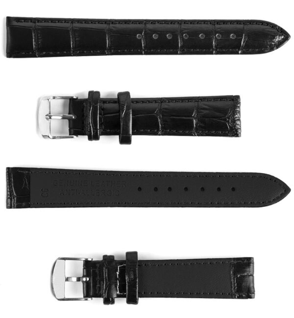 Pasek skórzany C6 - czarno-czarny - 20 mm