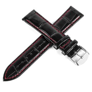 Pasek skórzany C6 - czarno-czerwony - 22 mm