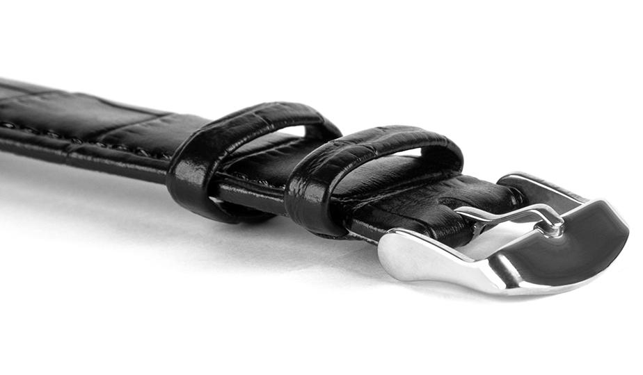 Pasek skórzany C7 - czarny - czarna nić - 20 mm