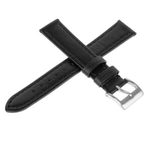 Pasek skórzany Premium A04-22 - czarny - czarna nić - 22 mm