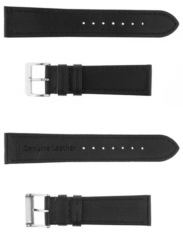 Pasek skórzany Premium A04-20 - czarny - czarna nić - 20 mm