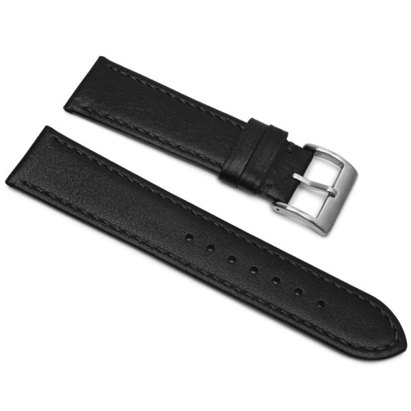 Pasek skórzany Premium A04-18 - czarny - czarna nić - 18 mm