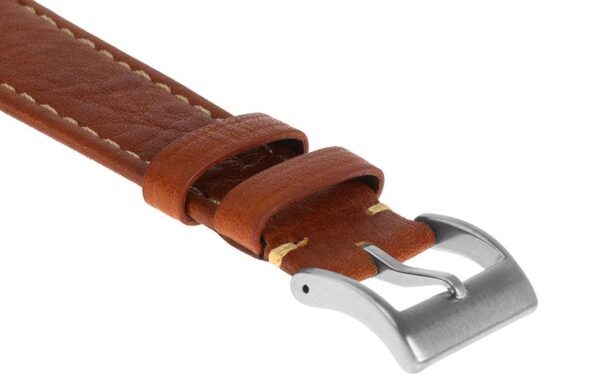 Pasek skórzany Premium A05-20 - jasny brąz - beżowa nić - 20 mm