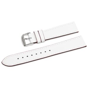 Pasek skórzany SuperFiber C21XL - biały - biała nić - 22 mm