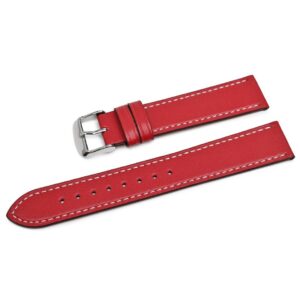 Pasek skórzany SuperFiber C21XL - czerwony - biała nić - 22 mm